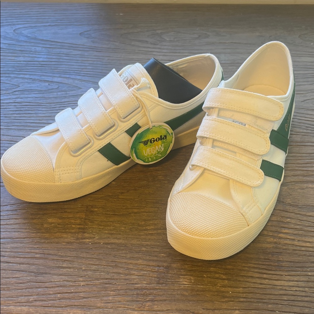 BRAND NEW Gola Classic White and Green Velcro Trainers